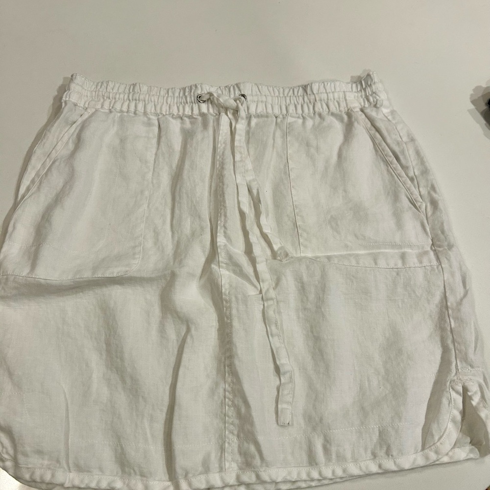 Lord and Taylor white linen preppy summer coastal classic skirt med petite mini